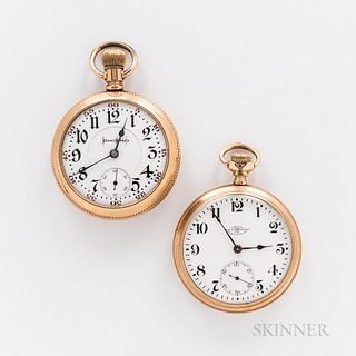 Two American Open-face Watches, Illinois Watch Co. fancy arabic numeral dial with sunk center and seconds, 21-jewel Bunn Special moveme