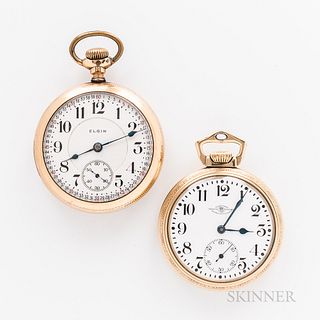 Two American Open-face Watches, a Ball Watch Co. Official Standard 23-jewel, no. B601870; and an Elgin 23-jewel "Veritas," no. 15475330