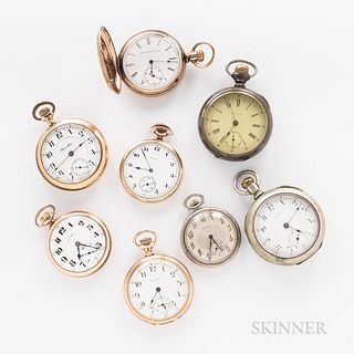 Eight American Pocket Watches, 15- and 17-jewel movements, all in gold-filled cases.