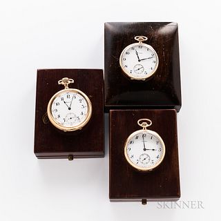 Three Howard & Co. Open-face Watches, 17-jewel movement no. 328841 in a 14kt gold case; and two other 17-jewel watches in gold-filled c