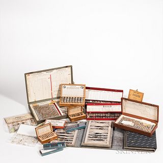 Collection of Watchmaker's and Clockmaker's Parts, cased Seiko spring bars, and stems, Seiko portfolio with several leather wristwatch