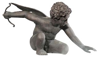 Bronze Winged Putto with Bow