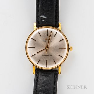 Movado Kingmatic "S," gold plated and stainless case with silvered dial, applied gilt stick indices and hands, marked "Movado/Kingmatic