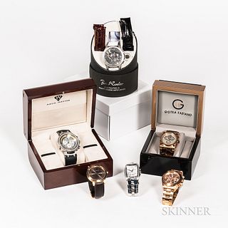 Six Contemporary Fashion Watches, a limited edition Gotra Fabiano chronograph with box; an Aqua Master stainless steel and paste stone
