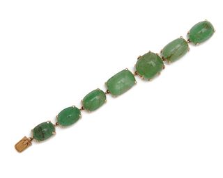 SEAMAN SCHEPPS 14K Gold and Emerald "Pebble" Bracelet