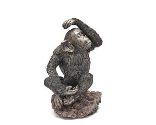 BUCCELLATI Silver Figure of a Gorilla Seated on a Geode