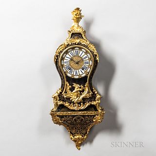 Louis XVI Ormolu-mounted Boulle Clock and Bracket, late 18th century, gilt-brass fern finial above the boulle marquetry and ormolu-moun