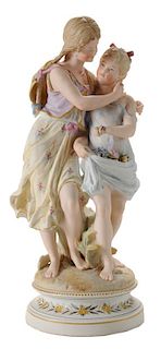 Painted Bisque Figurine of Two Girls