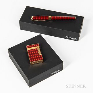 S.T. Dupont Limited Edition "Stylo" Pen and "Briquet" Lighter Set, no. 003/400 pen and 003/350 lighter, with box and blank guarantee ca