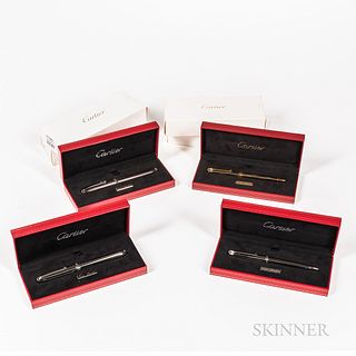 Four Limited Edition Cartier Pens, each with inner and outer boxes and paperwork.