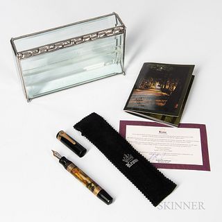 Krone Limited Edition "A Space in Time" Fountain Pen, with beveled glass case, and booklet.