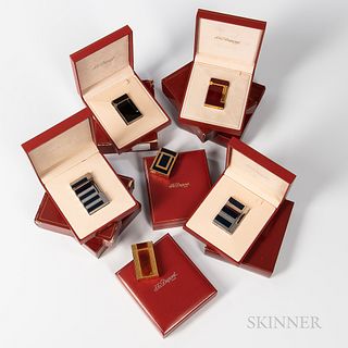 Six S.T. Dupont Lighters, all with inner, outer boxes, three with and three without blank guarantee card.