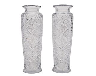 Pair of English Cut-Glass Vases, 20th century