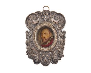 French Wax Portrait of Mathieu Mole (1584-1656) Mounted in Silver Frame, ca. 1650