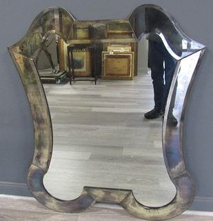 Midcentury Smoke Glass Mirror.