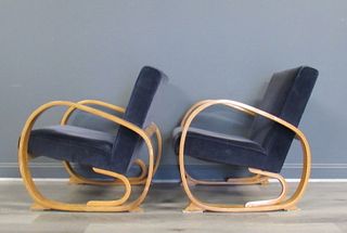 Midcentury Pair Of Bentwood Arm Chairs