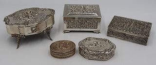SILVER. (5) English and Continental Silver Boxes.