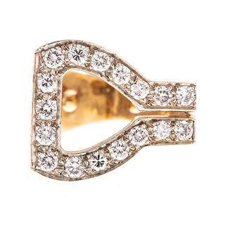 A 14K Yellow Gold Diamond Stirrup Ring