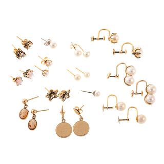 A Large Collection of Pearl & Gemstone Earrings