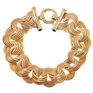 A Large Interlocking Link Bracelet in Gold
