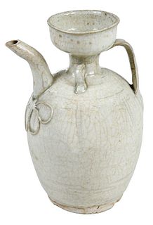 A Chinese White Crackle Glazed Porcelain Ewer