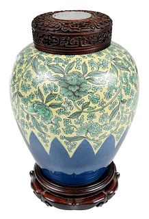 Chinese Famille Verte and Blue Porcelain Jar
