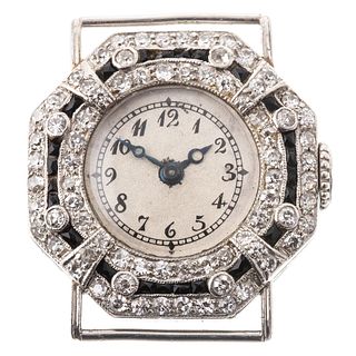 A Lady's Art Deco Diamond & Onyx Wrist Watch