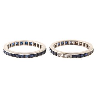 A Pair of Sapphire Eternity Bands in 14K Gold