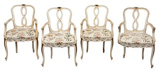 Set of Four Chippendale Style Open Armchairs