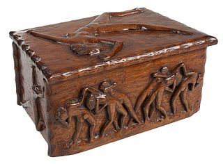 Carved Wood Lidded Erotica Box
