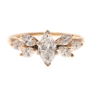 A Marquise Cut Diamond Engagement Ring in 14K