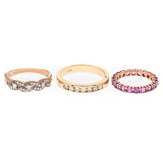 A Trio of Diamond & Gemstone Bands in Gold