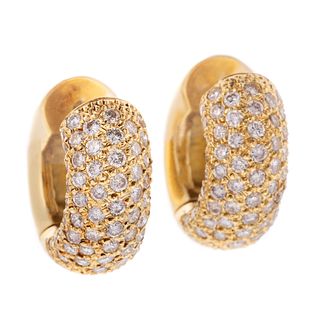 A Pair of Wide 4.00ctw Pave Diamond Huggies in 18K