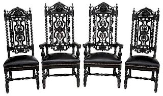 Set of Four Victorian Carved and