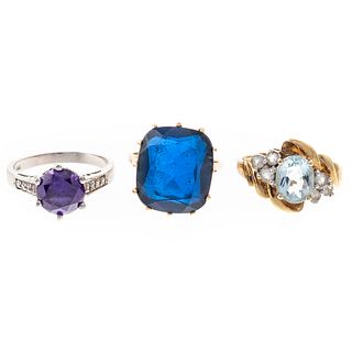A Trio of Gemstone Rings in Gold