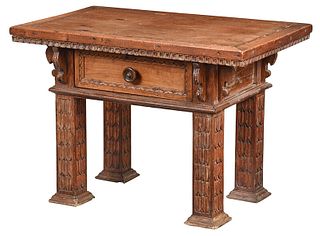 Baroque Style Inlaid Walnut Side Table
