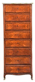 Louis XV Parquetry Marble Top Lingerie Chest