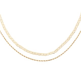 A Pair of 14K Yellow Gold Chain Link Necklaces