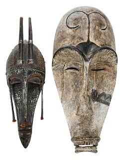 Two Carved Tribal Masks