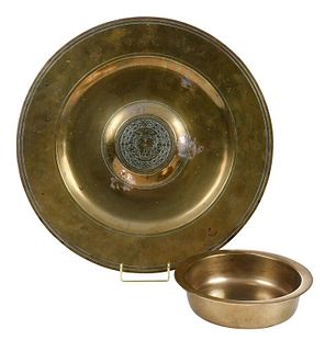 Brass Alms Plate and Bowl