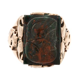 A Bloodstone Cameo Ring in 14K