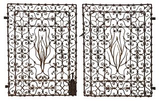 Pair of Gothic Style Wrought Iron Gates