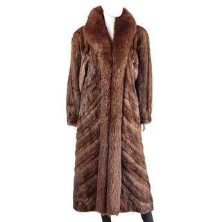 Ladies Full-Length Chocolate Mink & Fox Coat