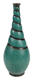 Turquoise Cloisonne and Bronze Bottle Vase