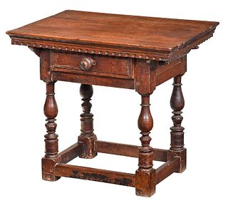Italian Baroque Walnut One Drawer Table