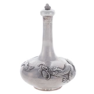 Chinese Export Silver Scent Bottle by Luen Hing