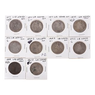 Group of Ten Raw Seated Liberty Halves