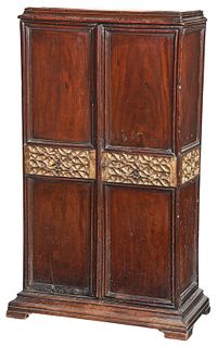 Fine Italian Baroque Painted Carved Gilt Cabinet