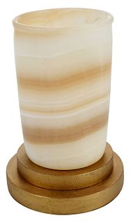 Carved Banded Alabaster Vase