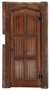 Gothic/Gothic Style Carved Oak Door and Surround
